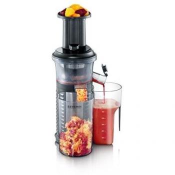 SEVERIN ES 3569 Exprimidor a Baja Velocidad Incluye Accesorio para Fruta Helada, 150 W, Negro y Acero Inoxidable