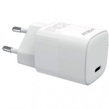 Cargador de pared USB-C blanco de 20W con carga rápida para dispositivos móviles