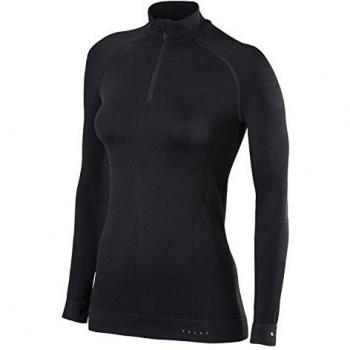 Falke Ropa Interior máx Warm Zip Camiseta Tight, otoño/Invierno, Mujer, Color Negro, tamaño Medium