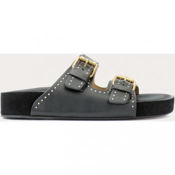 Isabel Marant Lennyo Leather Slides - Women's Black Adjustable Strap Sandals, Size 8 US