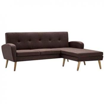 vidaXL Sofá con Forma de L Tapizado de Tela Marrón 186x136x79 cm Sillón Salón