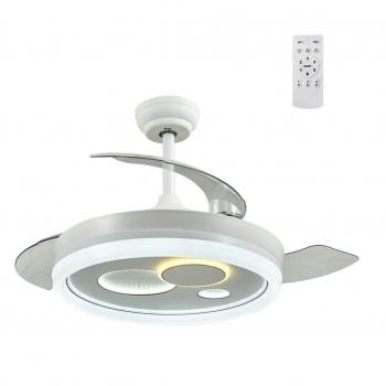 Ventilador de techo LED aspas plegables Naira 50W 6000Lm CCT Regulable con 3 círculos de luz