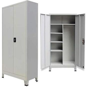 vidaXL Armario Puertas Gris 90x40x180 cm Casillero Taquilla Mueble Organizador