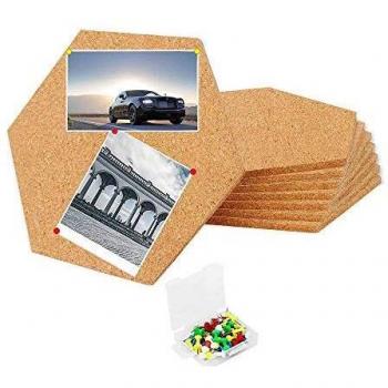 Tablero de corcho, 8 piezas Hexágono Corcho Tablero Corcho, Corcho Pared Autoadhesivo con 40 Chinchetas, tablones de corcho autoadhesivos para DIY para colgar fotos
