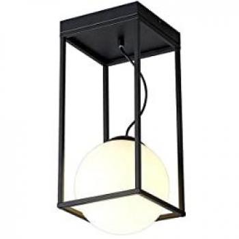 Plafón de Techo Negro Mate DESIGUAL, Pequeño Alto Semi Empotrado, 1 Luz E27