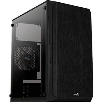 Aerocool CS107V1, Caja PC MicroATX, Ventana lateral, Ventilador 120 mm, Negro