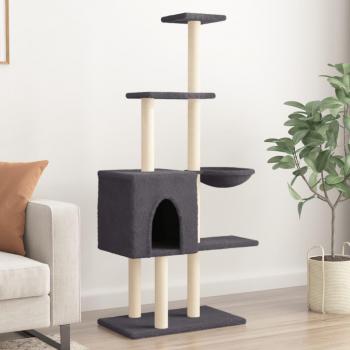 Rascador para gatos Árbol con postes de sisal gris oscuro 145 cm