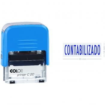 Sello Printer 20 CONTABILIZADO tinta azul Colop