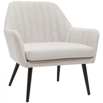 Sillón de tejido efecto aterciopelado texturizado beige y metal GASTON