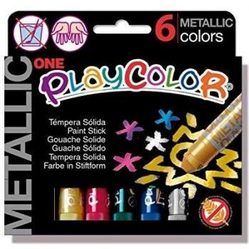 Playcolor Metallic one - Tempera sólida - 6 colores surtidos - 10321