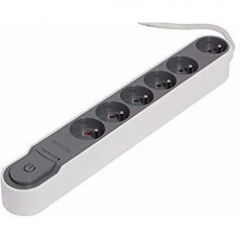 Regleta Chacon 49614 (1,5 m) - Protección contra sobretensiones con interruptor de 6 tomas de corriente y cable de 1,5 metros