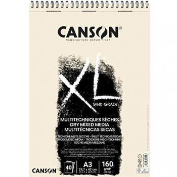 Canson XL Touch Arenoso 160g Álbum Espiral A3 40H Blanco Natural