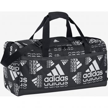 Bolsa de deporte de fitness Adidas Linear Duffel GFU, color negro, tamaño mediano, diseño gráfico
