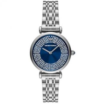 Emporio Armani Reloj de mujer AR11627 de acero inoxidable, color plateado, con movimiento de cuarzo y dos agujas