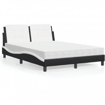 Cama con colchón de cuero sintético negro y blanco 120x200 cm Vidaxl