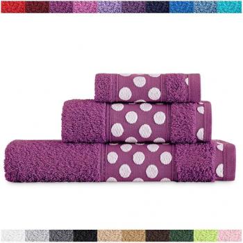 Juego de Toallas de Baño Lunares 3 Piezas Malva