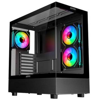 Caja ATX Abysm Danube Sava H400 Prime Negra con Cristal Templado, 3 Ventiladores ARGB, USB-C 3.2 y Soporte para Refrigeración Líquida