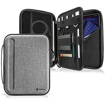 tomtoc Portafolio Organizado para 11 iPad Pro/10,2 New iPad 2019/10,5 iPad Air/10,5 iPad Pro, Padfolio de Negocios con Compartimiento para Tableta y Elásticos para iPad Lápiz, Cable, A5 Nota, Gris