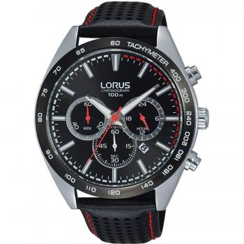 Lorus Mens Black Leather Chronograph RT307GX9