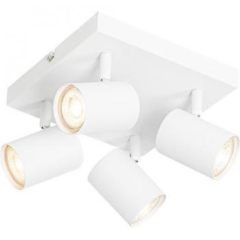 Plafón moderno blanco 4 luces regulable cuadrado - Jeana Acero Cuadrada Adecuado para led Max. 4 x 7 Watt