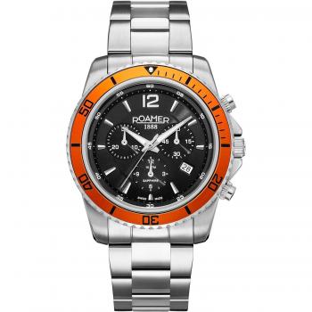 Reloj de pulsera Roamer Nautic Chrono 100 - 862837-41-65-20 con correa color Gris plata, Dial Negro para Hombre