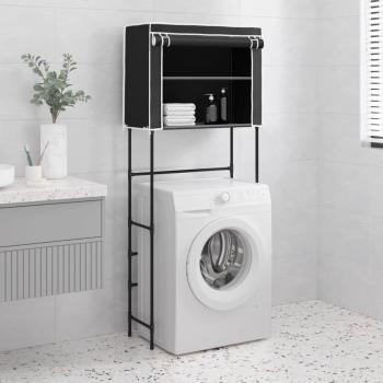 Estantería para Lavadora de Hierro Negro 2 Niveles 71x29.5x170.5 cm