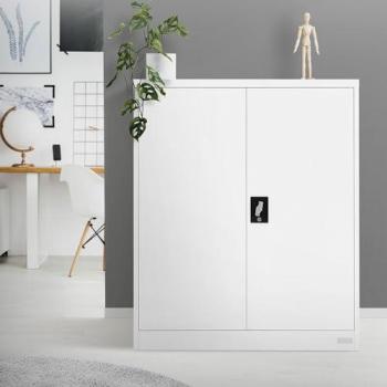 Archivador de Oficina Blanco con 3 Estantes Regulables y 2 Puertas, Acero, 90x40x109 cm