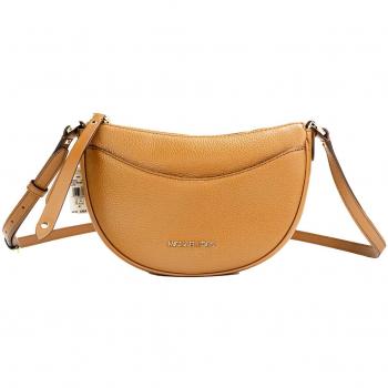 Dover Small Luggage Pebbled Leather Half Moon Crossbody Bag Purse