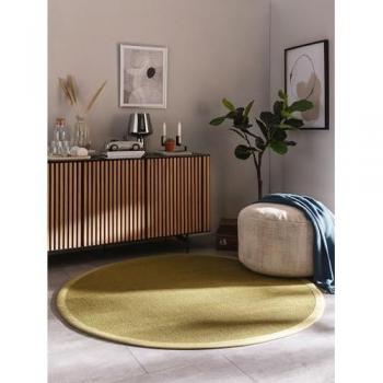 Alfombra de sisal redonda verde, diámetro 200 cm, para interior y exterior