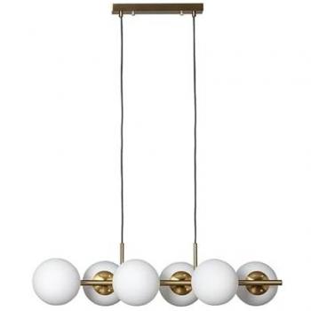 Lámpara Colgante de Metal y Cristal Moonlight Brass con 6 Focos para Decoración Moderna