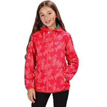 Regatta Chaqueta impermeable y transpirable con capucha para niños con estampado de palanca., Unisex niños, Chaqueta, RKW176, coral, 7-8