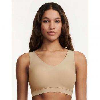 Chantelle Soft Stretch Wireless Padded V-Neck Crop Top - Ivory - Size XL/XXL