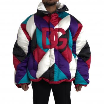 Dolce & Gabbana Multicolor Logo Windbreaker Puffer Jacket - IT52 | XL