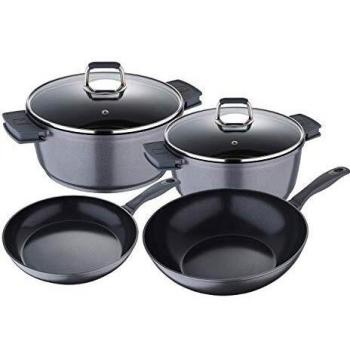 Bergner Titan - Conjunto de 6 Piezas Batería de Cocina Aluminio, Inducción, Gris