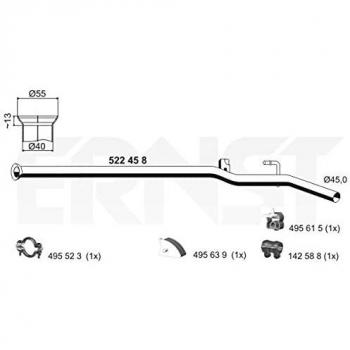 Tubo de Escape ERNST 522458 para Renault Clio 2, Centro 1200