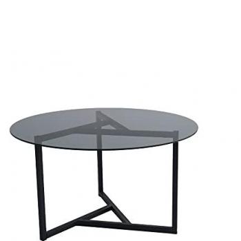 Mesa de Centro Redonda de Metal Negro Ahumado WELLHOME