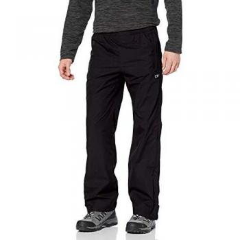 CMP Men's Black Rain Pants with Full-Length Side Zips, Size M