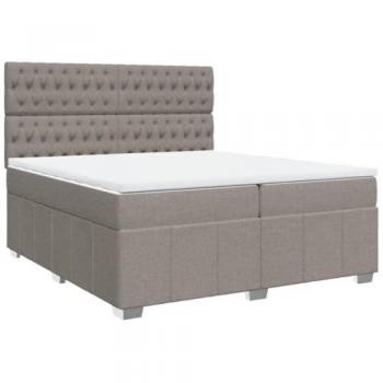 Cama Box Spring con colchón de tela gris taupe 200x200 cm