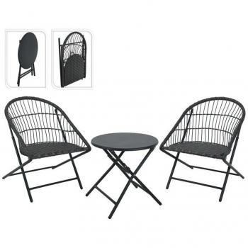 Conjunto Exterior Mesa y Sillas Plegables 45 cm - Incluye mesita de 45 cm y 2 sillones plegables, ideal para balcón o terraza, totalmente funcional