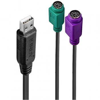 Cambiador de género USB Lindy 42651 con conectores Mini-DIN 6 Pin - Negro