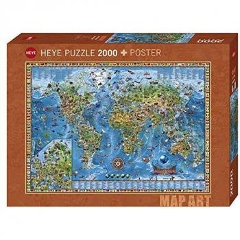 Heye 29846 Amazing World Standard 2,000 Pieces – Map Art – Includes Poster
