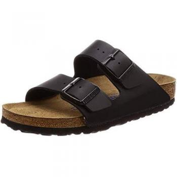 Sandalias Birkenstock Arizona Unisex 47 Negro con plantilla suave Birko-Flor