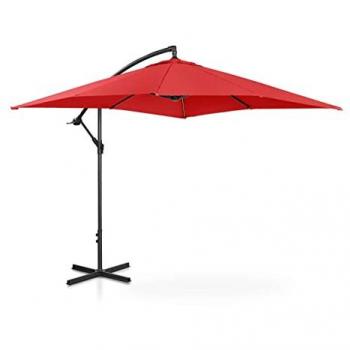 Sombrilla de jardín inclinable cuadrada 250 x 250 cm color rojo con protección UV 50+