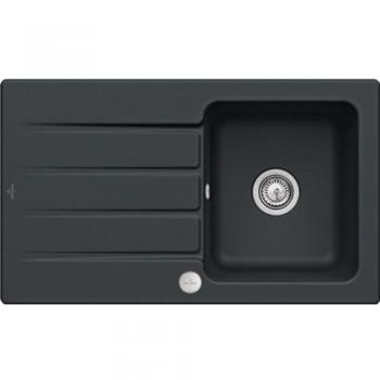 Fregadero Villeroy & Boch Architectura 50 - 86 x 51 cm - Ébano - Desagüe automático incluido - Céramica gris antracita reversible
