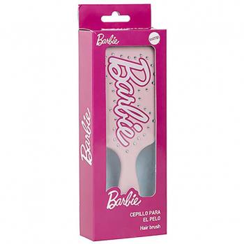 Cepillo rectangular Barbie rosa claro de ABS con logo, 22 cm