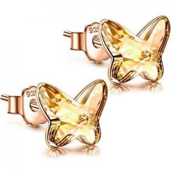 ANGEL NINA Pendientes de cristal para mujer Pendientes de plata para mujer Pendientes de botón para niñas Pendientes de niña Pendientes de plata 925 Regalos para sus joyas para niñas