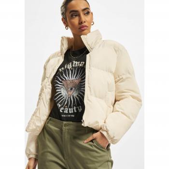 Urban Classics Women's Short Peached Puffer Jacket in White Sand, Size 4XL