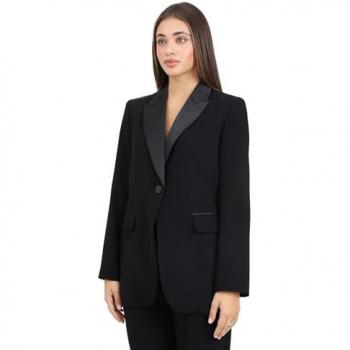 Armani Exchange Women's Satin Lapel Blazer - Classic Black, Regular Fit