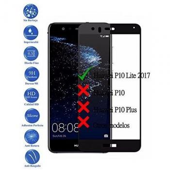 Todotumovil Protector de Pantalla Huawei P10 Lite Negro Completo 3D Cristal Templado Vidrio Curvo para movil