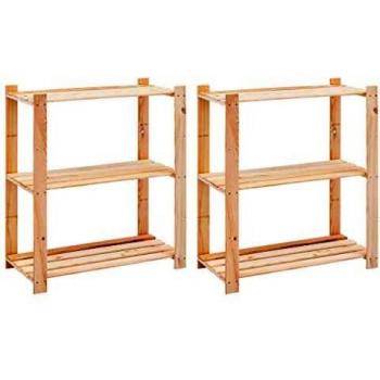 vidaXL Madera de Pino Maciza 2X Estanterías con 3 Niveles Estantes Repisas Librería Mueble de Despacho Salon Casa 150 kg
